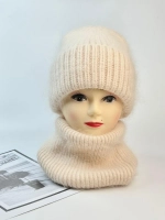 комплект шапка с шарфом- снуд зимний вязаный