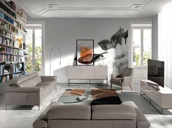 Мягкое кожаное кресло 5085/A978-M5655 с обивкой капитоне