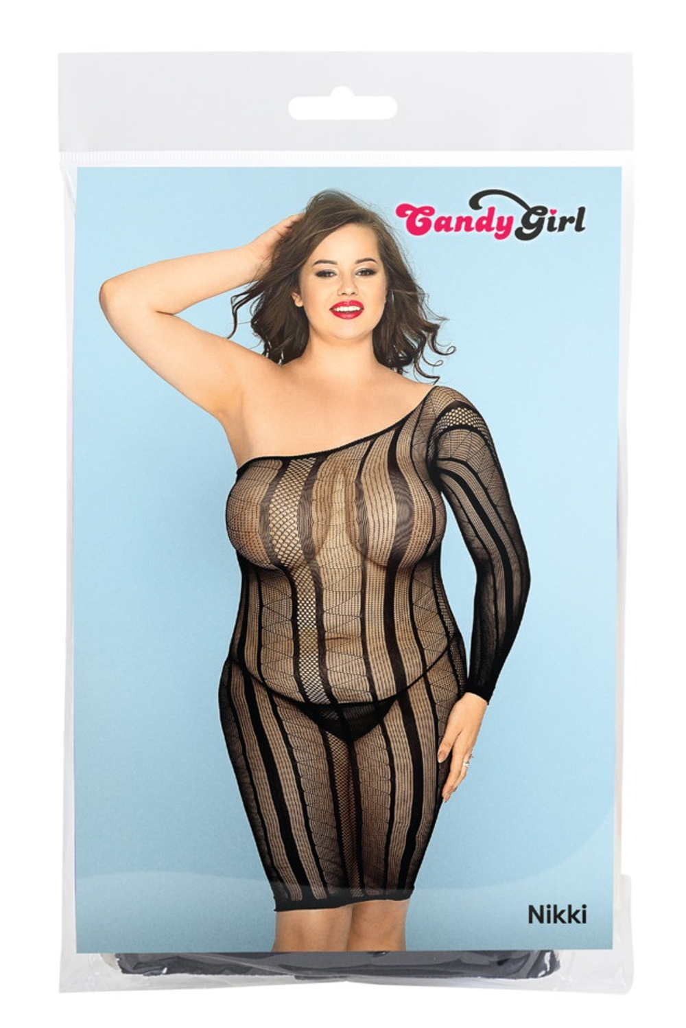 Платье-сетка и стринги Candy Girl Nikki черные 2XL