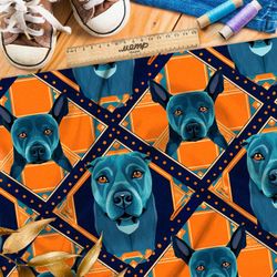 Ткань Барби коллаж из серо-голубых псов