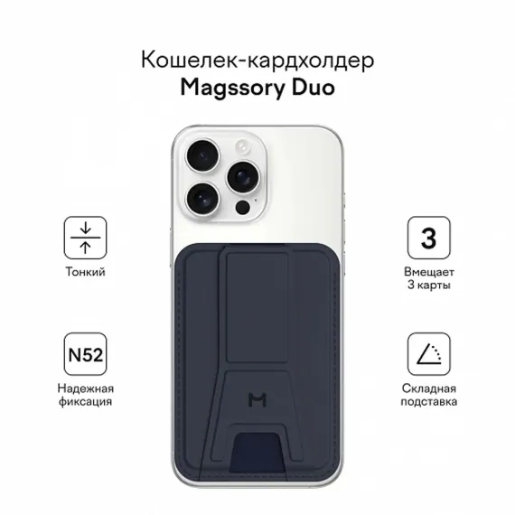 Magssory Duo Magnetic Kickstand Wallet Midnight