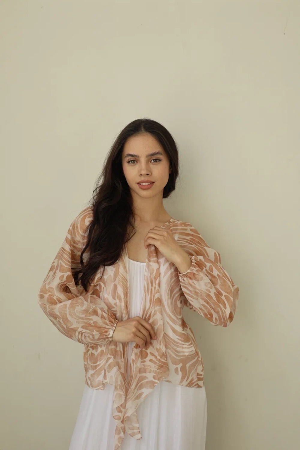 топ из струящейся ткани, с принтом