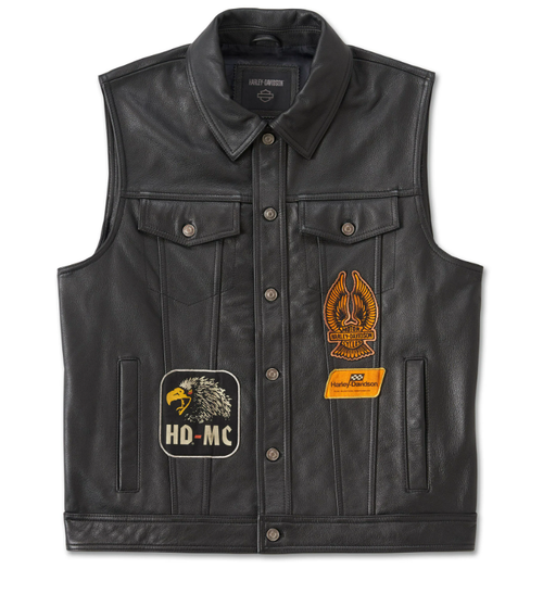 Leather vest harley cheap