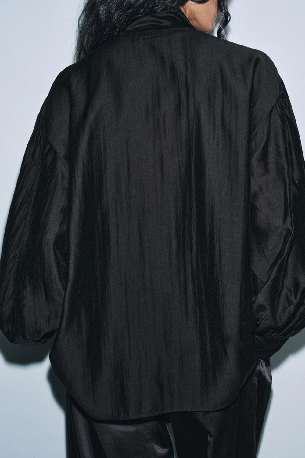 ZARA БЛУЗА СВОБОДНОГО КРОЯ С ЗАВЯЗКАМИ — ZW COLLECTION, ЧЕРНЫЙ