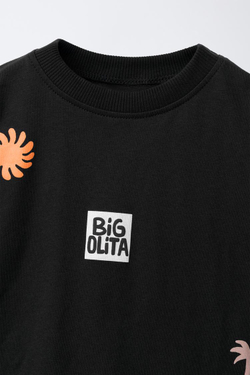 ZARA ФУТБОЛКА С ПРИНТОМ, АНТРАЦИТОВО-СЕРЫЙ