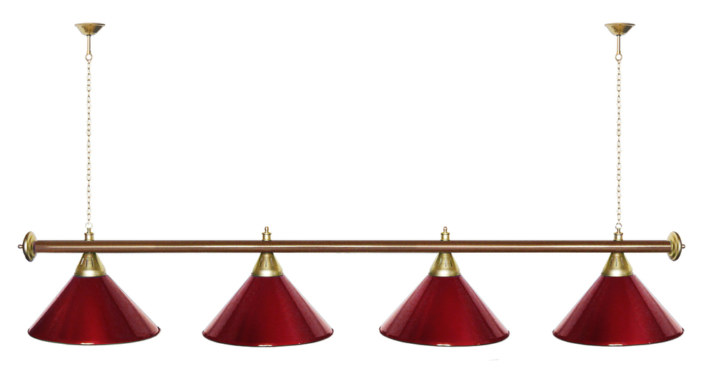 Лампа STARTBILLIARDS 4 пл. (плафоны зеленые,штанга зеленая,фурнитура золото)