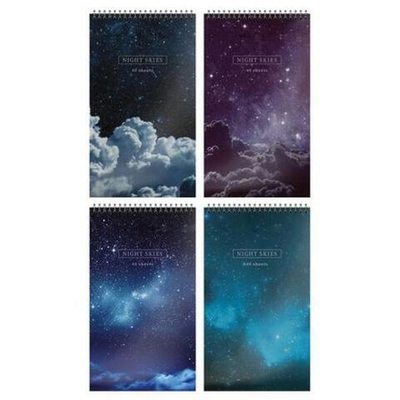 Блокнот А7 40л. клетка "Ночные облака" греб. мел. карт., спл. Уф-лак (Schoolformat)