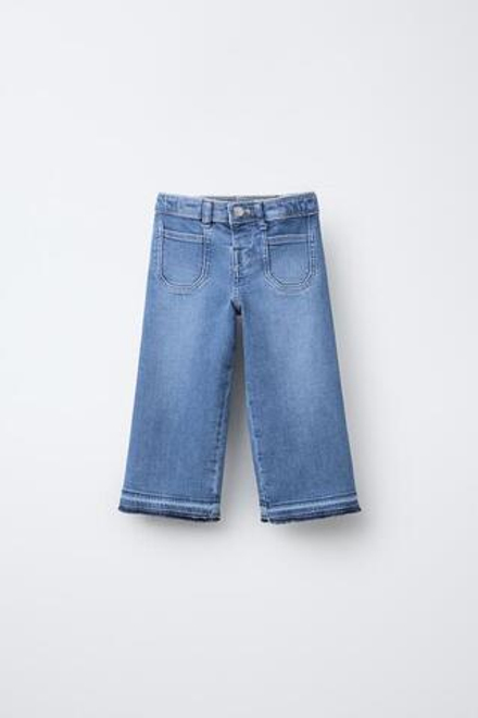 ZARA ДЖИНСЫ-КЮЛОТЫ COMFORT, ВЫЦВЕТШИЙ СИНИЙ