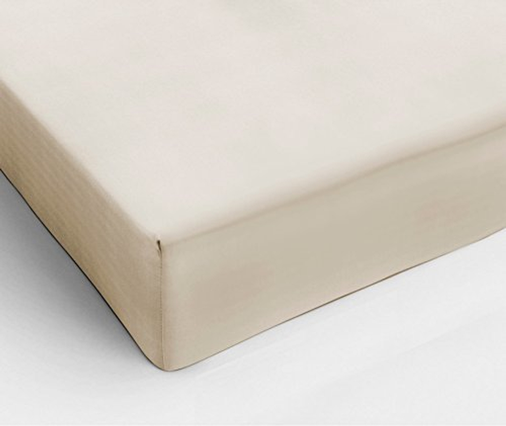 Простыня на резинке 160x200 Сaleffi Raso Tinta Unito с бордюром сатин бежевая