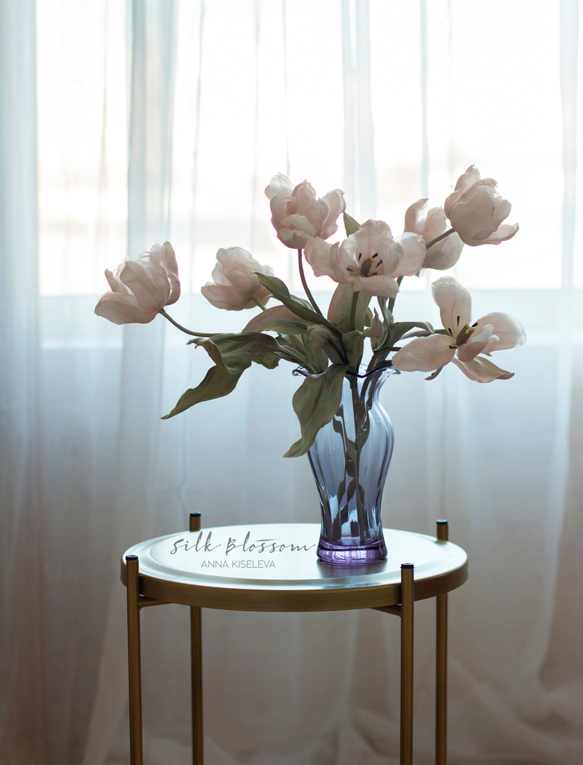 Букет тюльпанов ручной работы из шелка