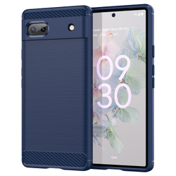 Мягкий гибкий чехол синего цвета в стиле карбон для Google Pixel 6A, серии Carbon от Caseport