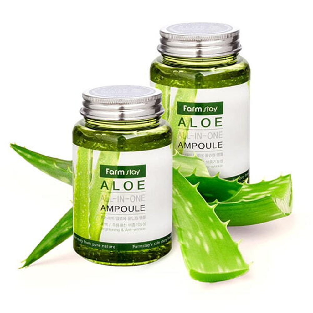 Farm Stay Aloe All-In One Ampoule ампульная сыворотка для лица с экстрактом алоэ