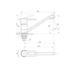 Смеситель для кухни 40к ПРОФСАН ПСМ-425-008 "ПЛЮС"  длин. пов. излив, без подводки, п/гайку ХРОМ
