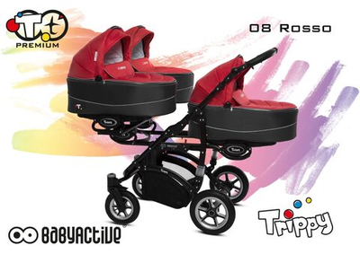 Коляска для тройни BabyActive Trippy Premium 2 в 1 (Красный)