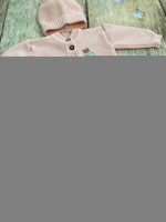 Вязаный комплект на выписку 3 предмета "Мишка" (комбинезон, шапочка, пинетки) (Цвет: Серый)