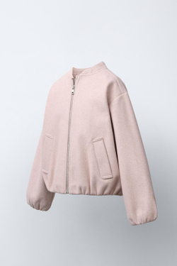 ZARA МЯГКАЯ КУРТКА-БОМБЕР, СВЕТЛО-РОЗОВЫЙ