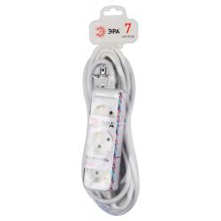 Удлинитель электрический ЭРА U-3e-7m-3x1,5 с заземлением 3 розетки 7м ПВС 3x1,5мм2 16А