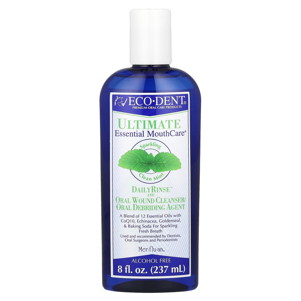 Eco-Dent, Ultimate Essential MouthCare®, DailyRinse™, средство для очищения и обработки ран, без спирта, чистая мята, 237 мл (8 жидк. унций)