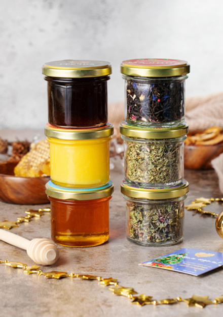 Набор № 124 3 вида мёда+3 вида чая+ложка