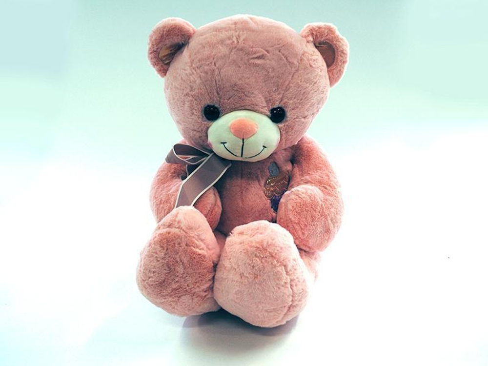 Медведь с шарфом и вышивкой "Пироженое" на груди 36х73х28см. (Hand)