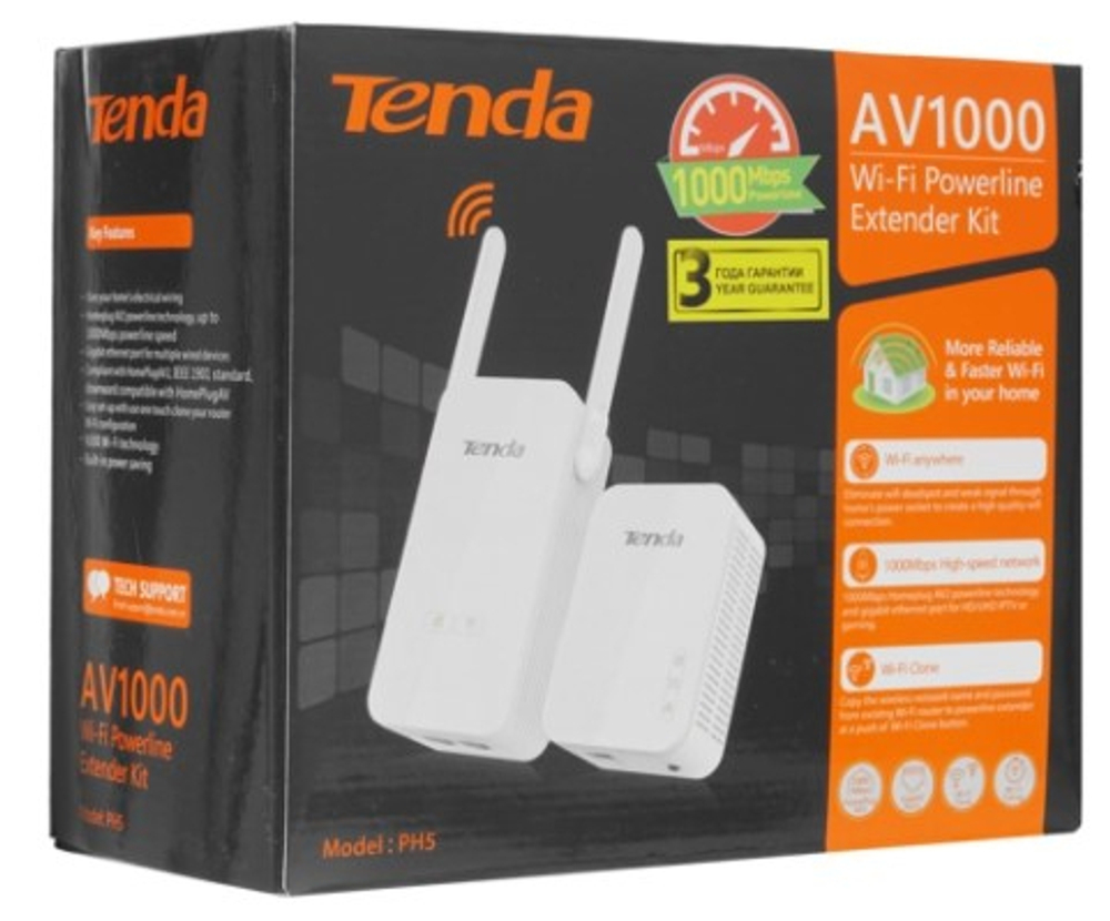 Комплект Wi-Fi Powerline адаптеров Tenda PH5