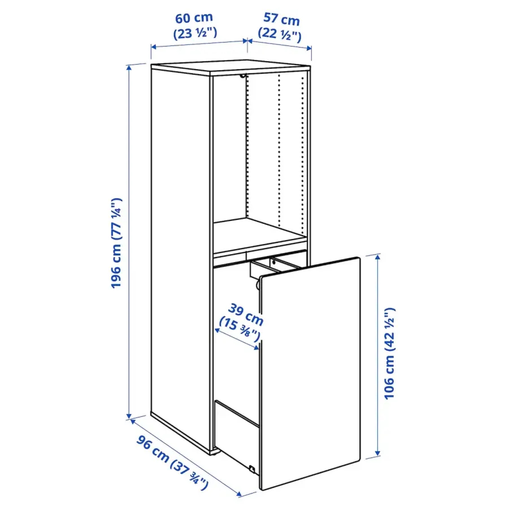 Шкаф детский - IKEA SMÅSTAD/SMASTAD, 60x55x196 см, белый, СМОСТАД ИКЕА