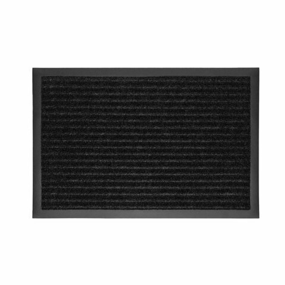 Коврик придверный 50х80 см, ЧЕРНЫЙ, влаго-грязезащитный, 450 г/м2, ребристый, PRIMILA EXTRA, 701028