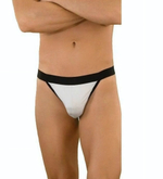 Бело-черные мужские трусы-стринги (Размер: S-M) (Цвет: белый с черным)