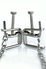 Серебристые зажимы для сосков Theatre с цепочкой (Цвет: серебристый)