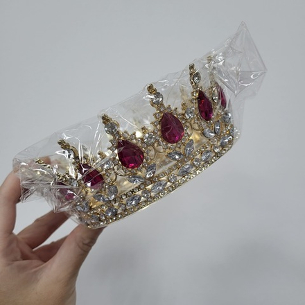  Корона Золотая Фуксия камни, диаметр низа 12,5 см