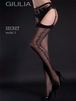 Чёрные чулки под пояс с цветочным узором SECRET NERO , 20 den , 3/4 ML (Цвет: черный)