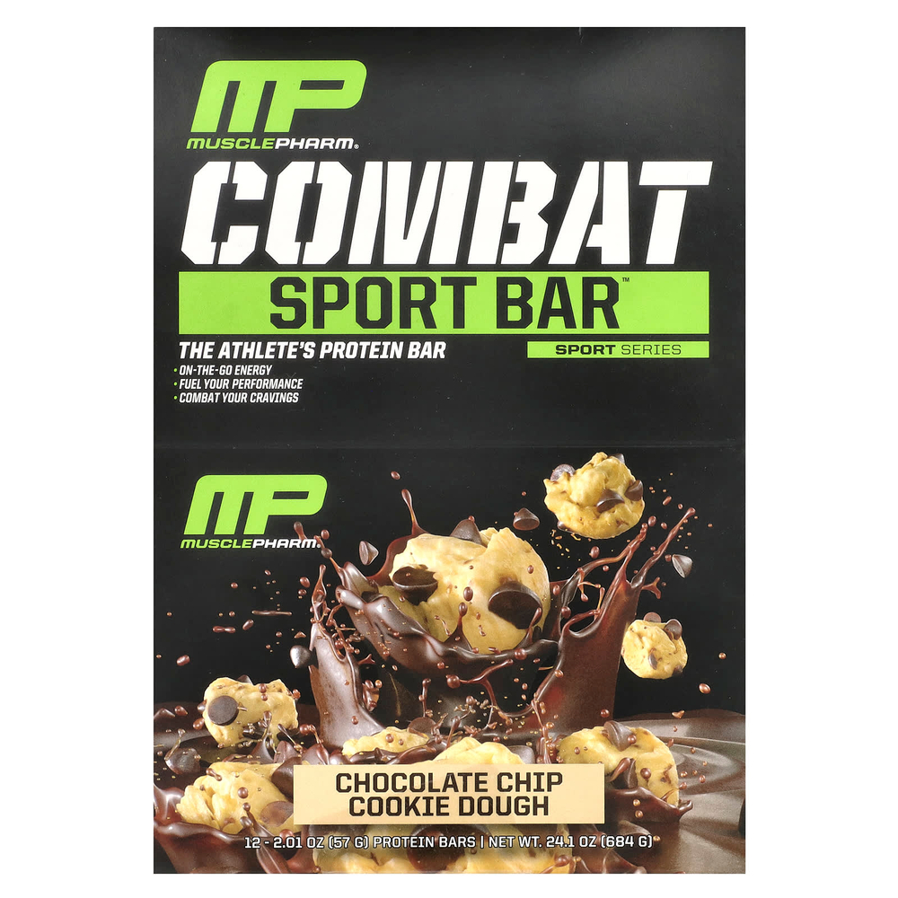 MusclePharm, Combat Sport, тесто для шоколадного печенья, 12 батончиков, 57 г (2,01 унции)