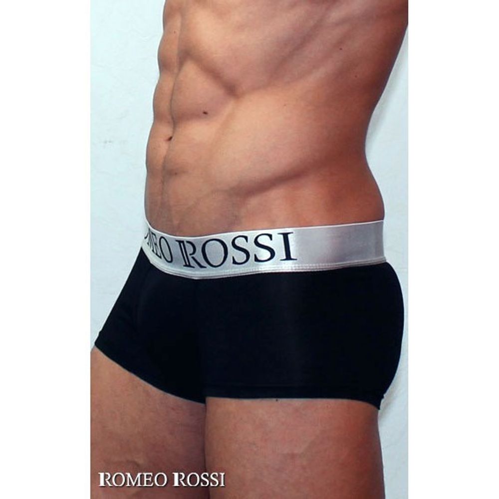 Мужские трусы боксеры черные Romeo Rossi Steel Black Boxer RR00015