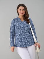 Блузка БЛ-22/голубойтуман-индигоцветы