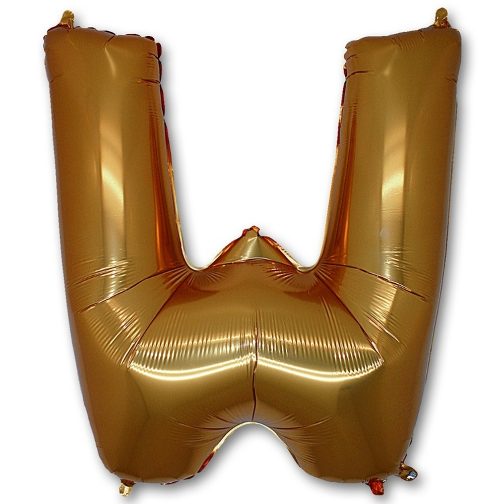 Фольгированная фигура, Буква W 100 см Gold