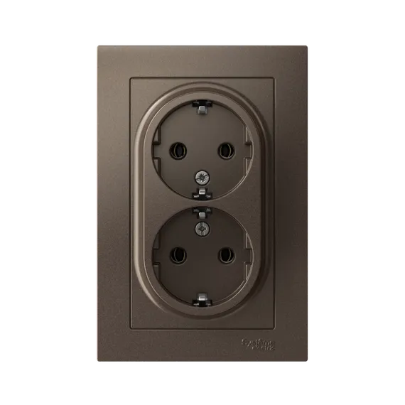 Розетка 2-м СП AtlasDesign 16А IP20 с заземл. в сборе мокко SE ATN000624