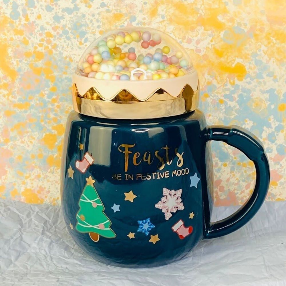 Lenardi 315-004 Детская кружка 470мл с крышкой НОВЫЙ ГОД в под.уп. (х48)Фарфор