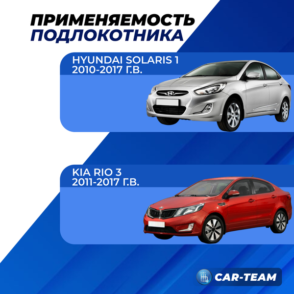 Подлокотник Hyundai Solaris (с 2010-2017 г.в) Kia Rio 3 (2011-2017г.в.) из ткани "Аламар" без регулировки сиденья по высоте