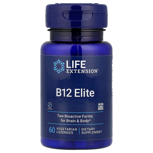 Life Extension, B12 Elite, 60 вегетарианских пастилок (1000 мкг в 1 пастилке)