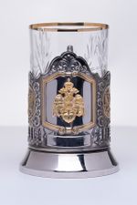 Подарочный набор «Подстаканник с символикой МЧС» (три предмета, металл/хрусталь)