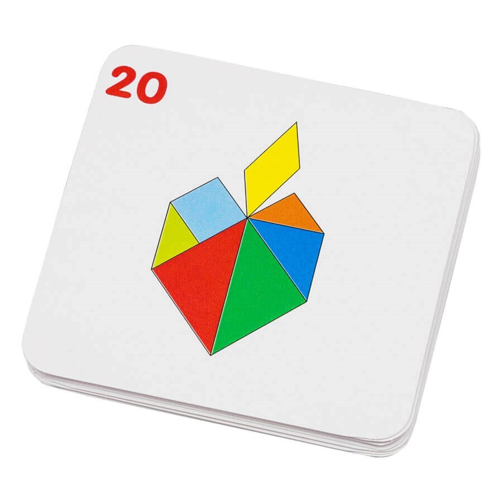 Танграм 20 заданий, развивающая игрушка для детей, обучающая игра из дерева