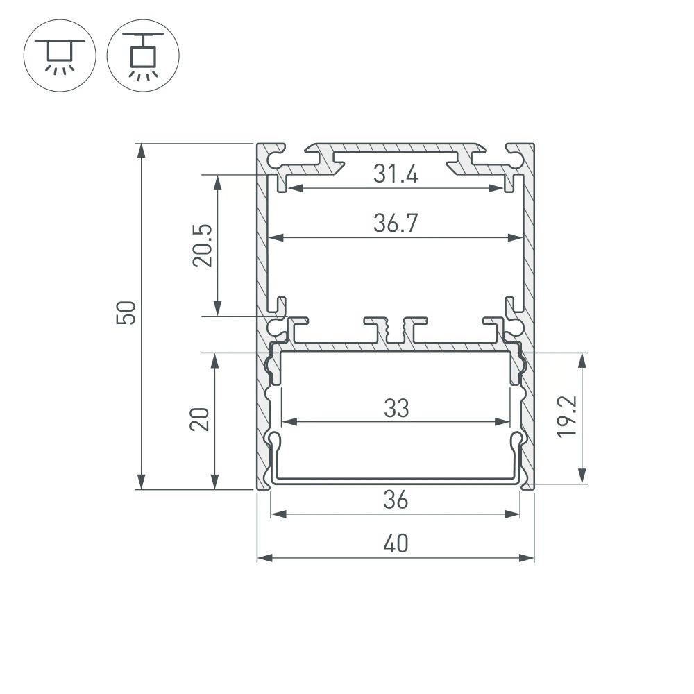 Профиль SL-LINE-4050-3L-2000 ANOD (Arlight, Алюминий) 044666