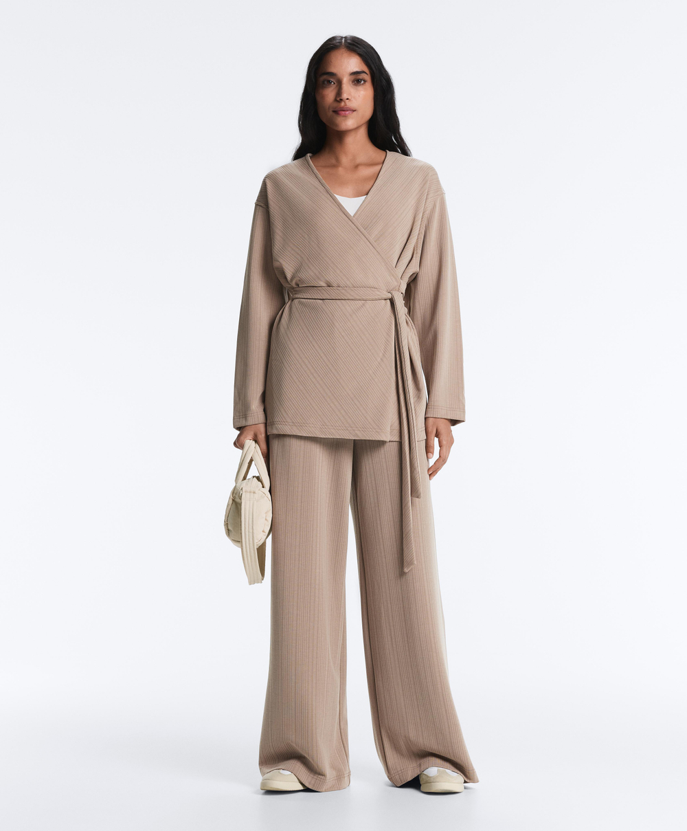 OYSHO Прямые брюки с асимметричной полосой и модалом, темно-серый