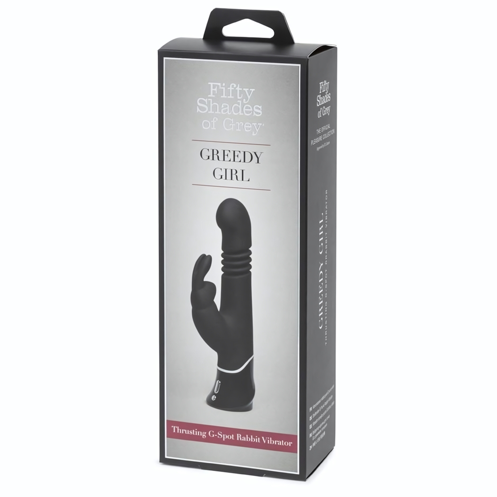 Черный хай-тек вибратор Greedy Girl Thrusting Rabbit Vibrator - 22,8 см. (Цвет: черный)