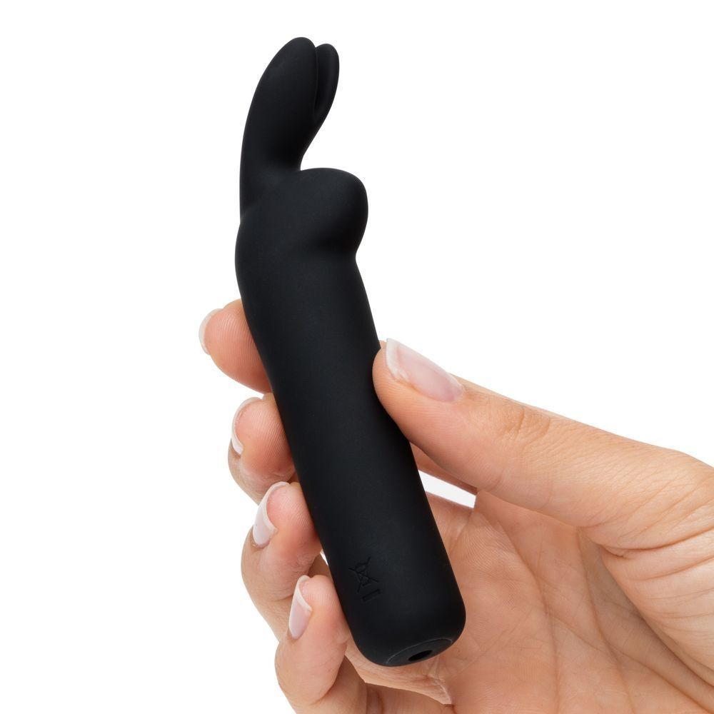Черная вибропуля с ушками Rechargeable Rabbit Ears Bullet Vibrator (Цвет: черный)