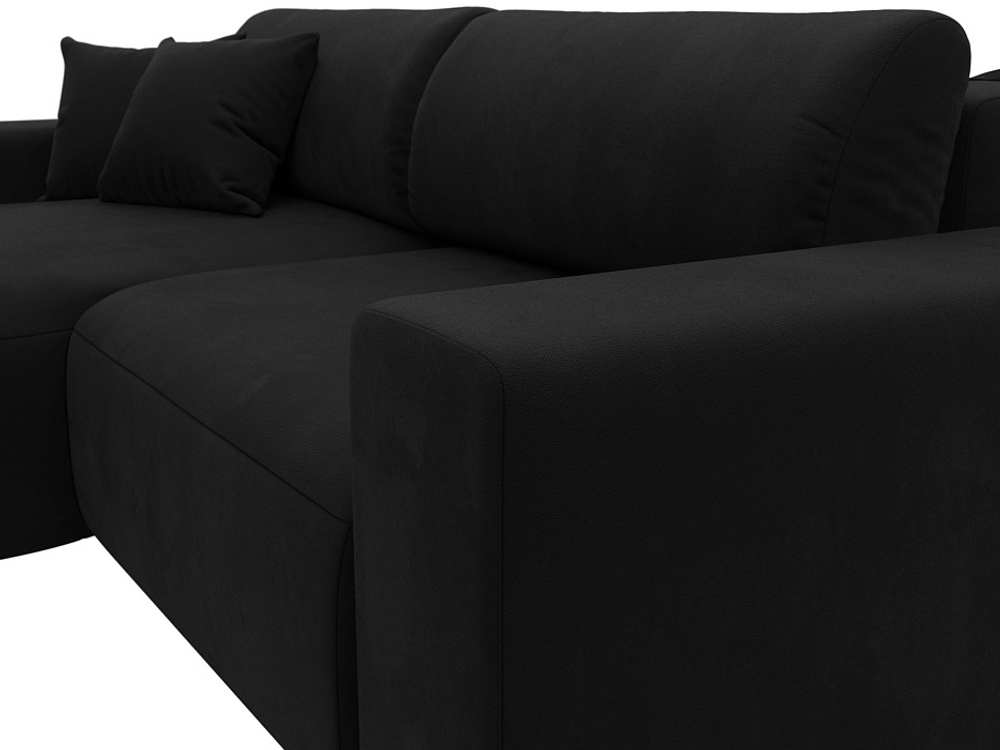 Диван угловой Лига-036 НПБ Классик левый угол МИКРОВЕЛЬВЕТ Черный