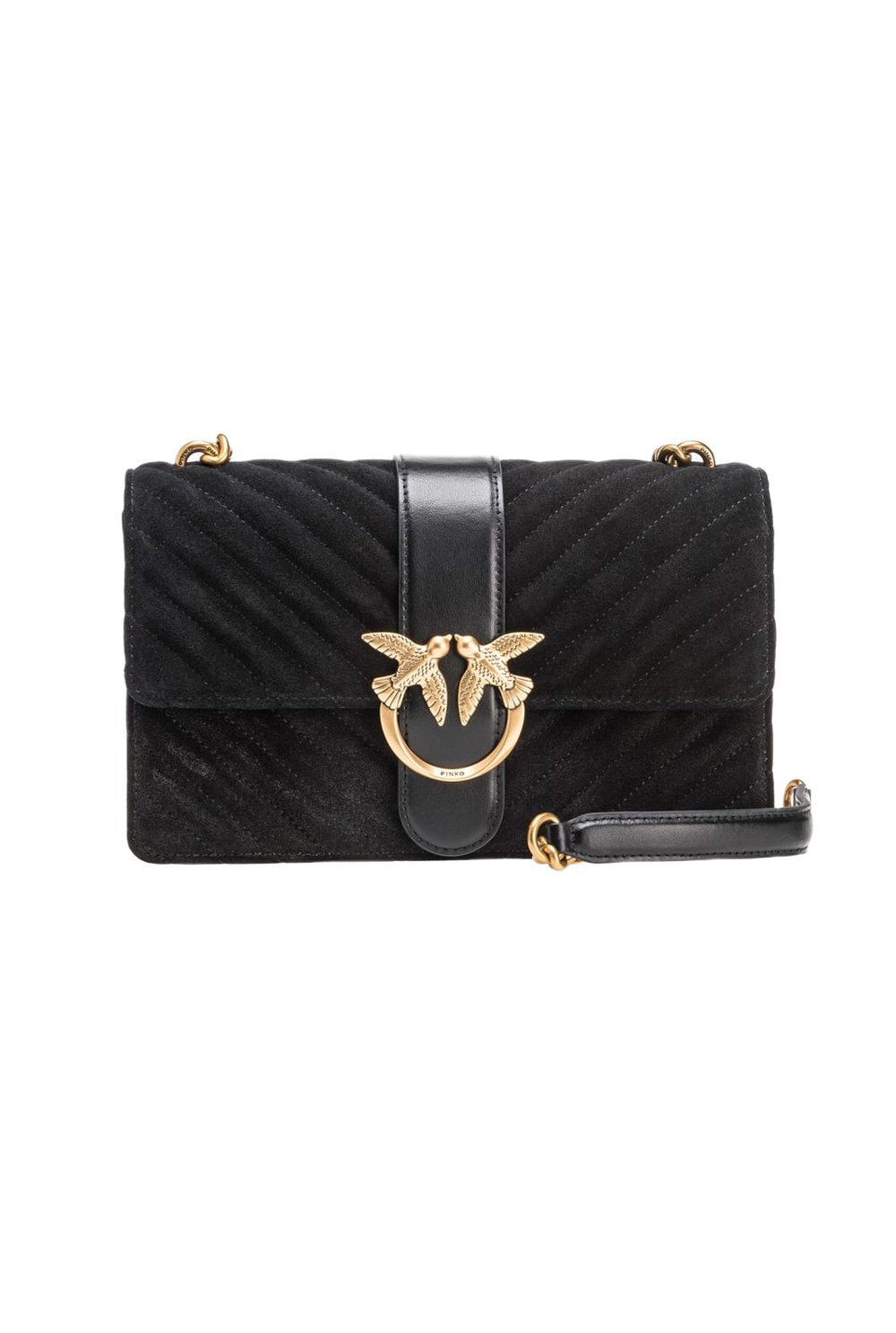 CLASSIC LOVE BAG ONE SUEDE – black-antique gold