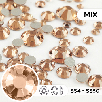 Стеклянные стразы холодной фиксации “Golden Shadow” — микс размеров SS4–SS30