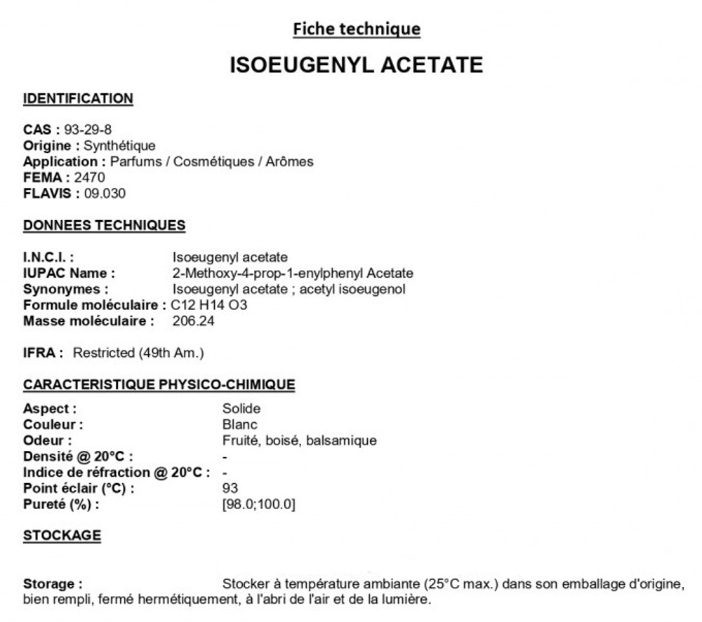 ISOEUGENYL ACETATE / ИЗОЭВГЕНИЛАЦЕТАТ CAS 93-29-8 и 5912-87-8
