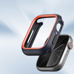 Чехол-бампер для часов Apple Watch 44мм для моделей 4, 5, 6 и SE черный с оранжевыми вставками (Midnight/Orange), от Dux Ducis, серия Bamo Series Case
